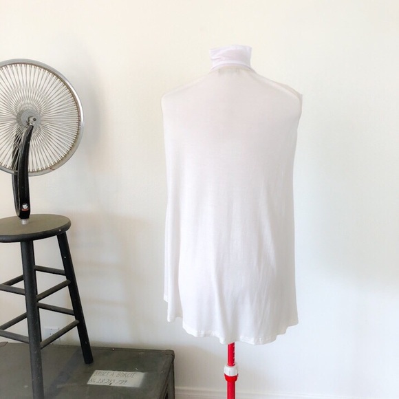 Asymmetrical White Muscle Tee with Gold Stripes - Picture 3 of 4